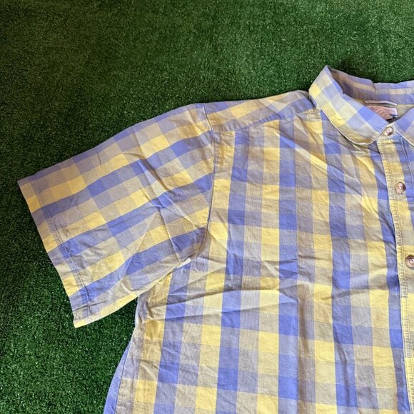 Columbia Shirt Size XL Blue Yellow Plaid Button Up Relaxed Fit Outdoor Hiking - Picture 5 of 16